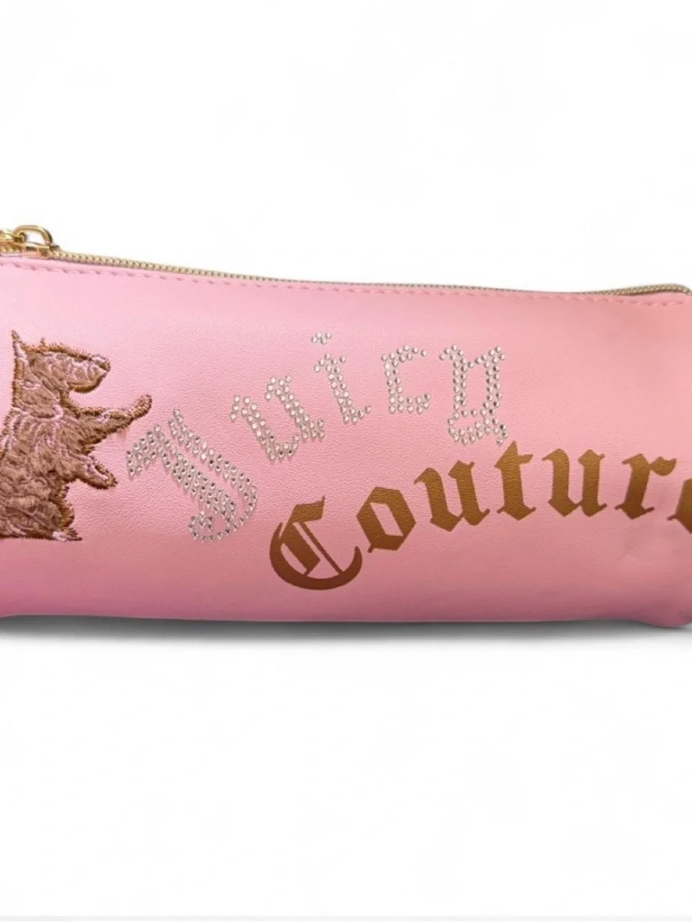 Juicy Couture Pink Rhinestone & Gold Logo Cosmetic Pouch